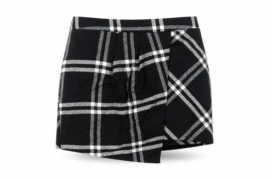 Next Womens Black Check Mini Wool Blend Skirt UK 10