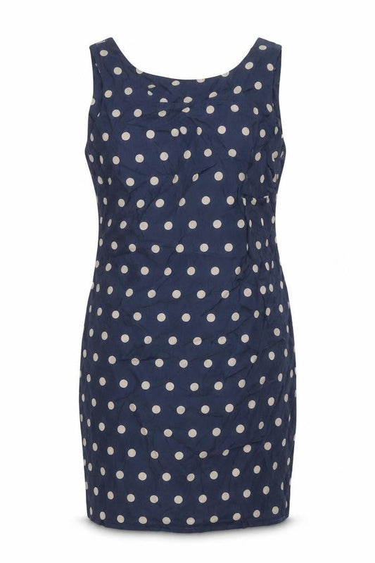 k&d London Women Blue Polka Dot Sleeveless Sheath Dress UK 12