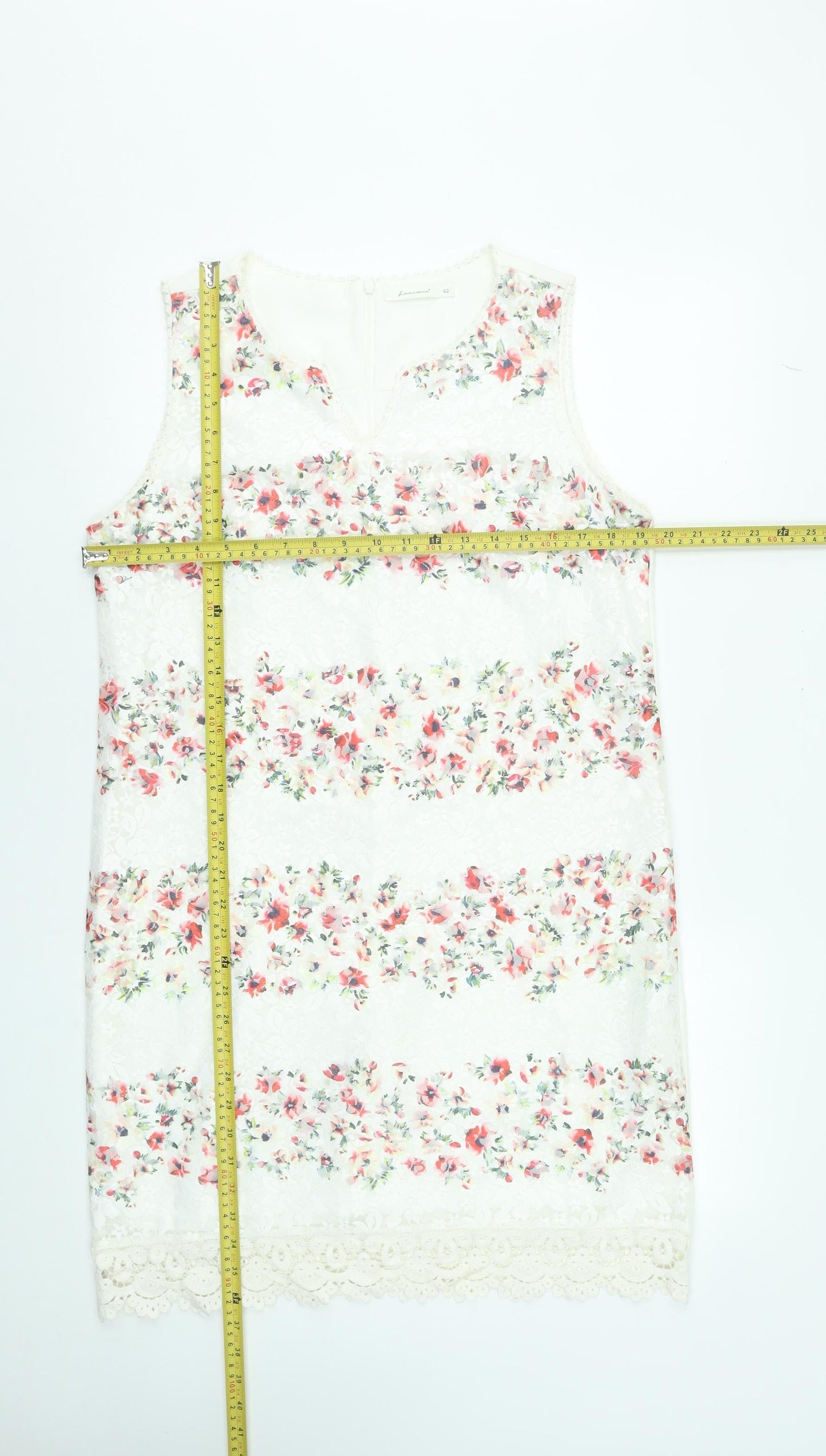 Lamorena Women’s Ivory Floral Lace Shift Dress Size 14