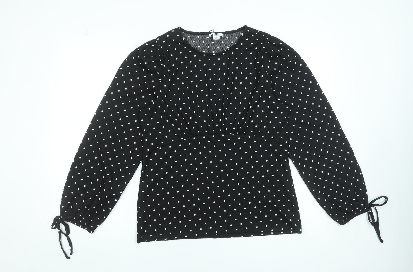 Dorothy Perkins Womens Black Polka Dot Long Sleeve Blouse Size L
