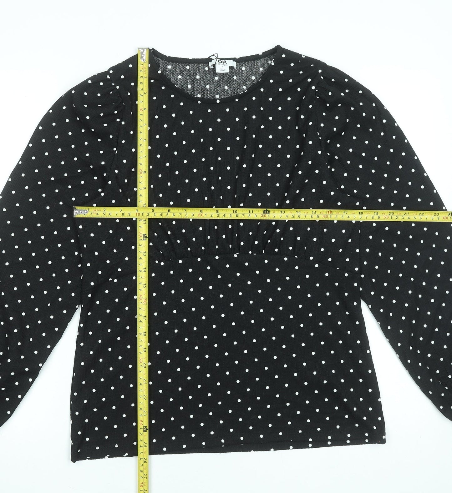 Dorothy Perkins Womens Black Polka Dot Long Sleeve Blouse Size L