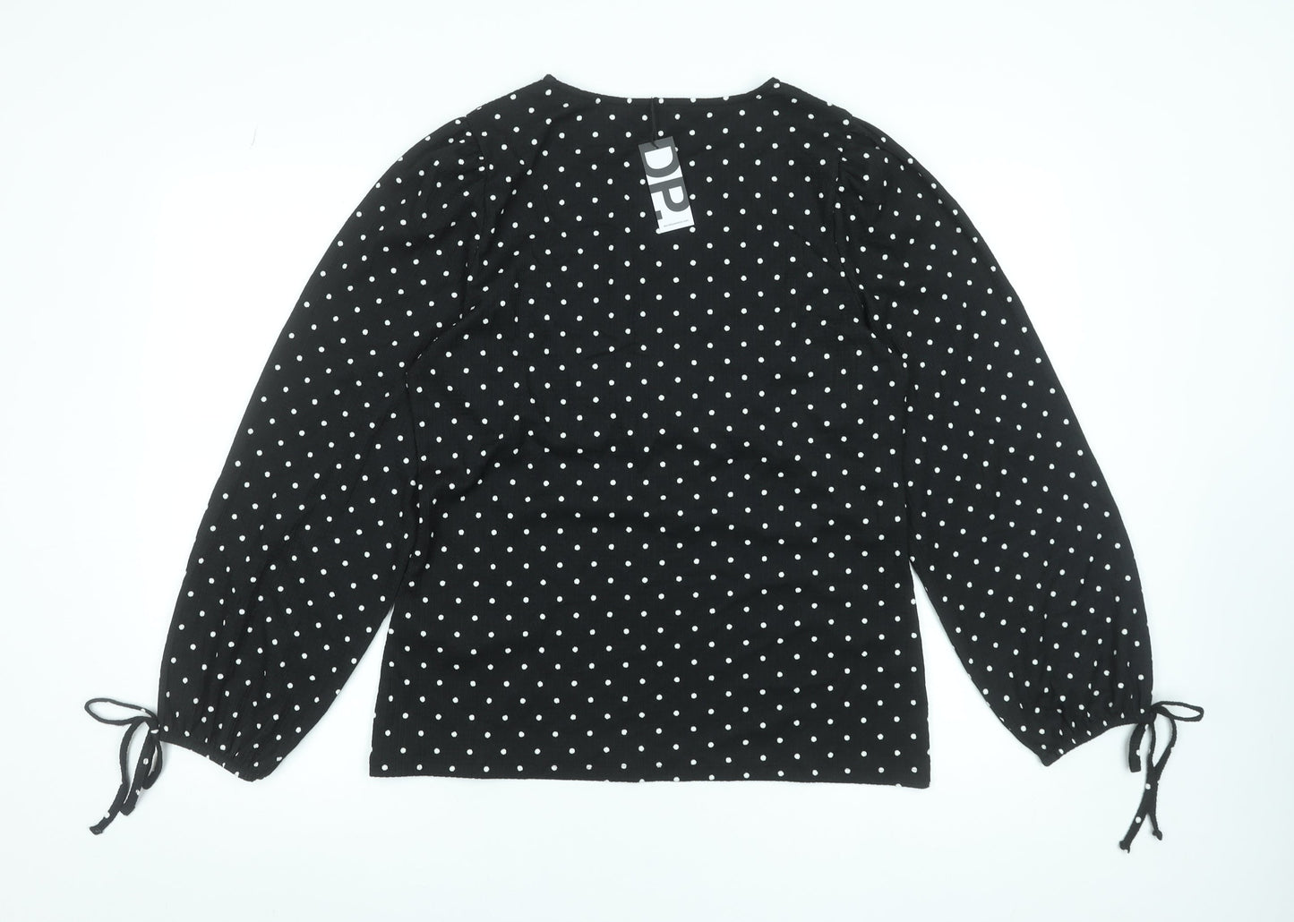 Dorothy Perkins Womens Black Polka Dot Long Sleeve Blouse Size L