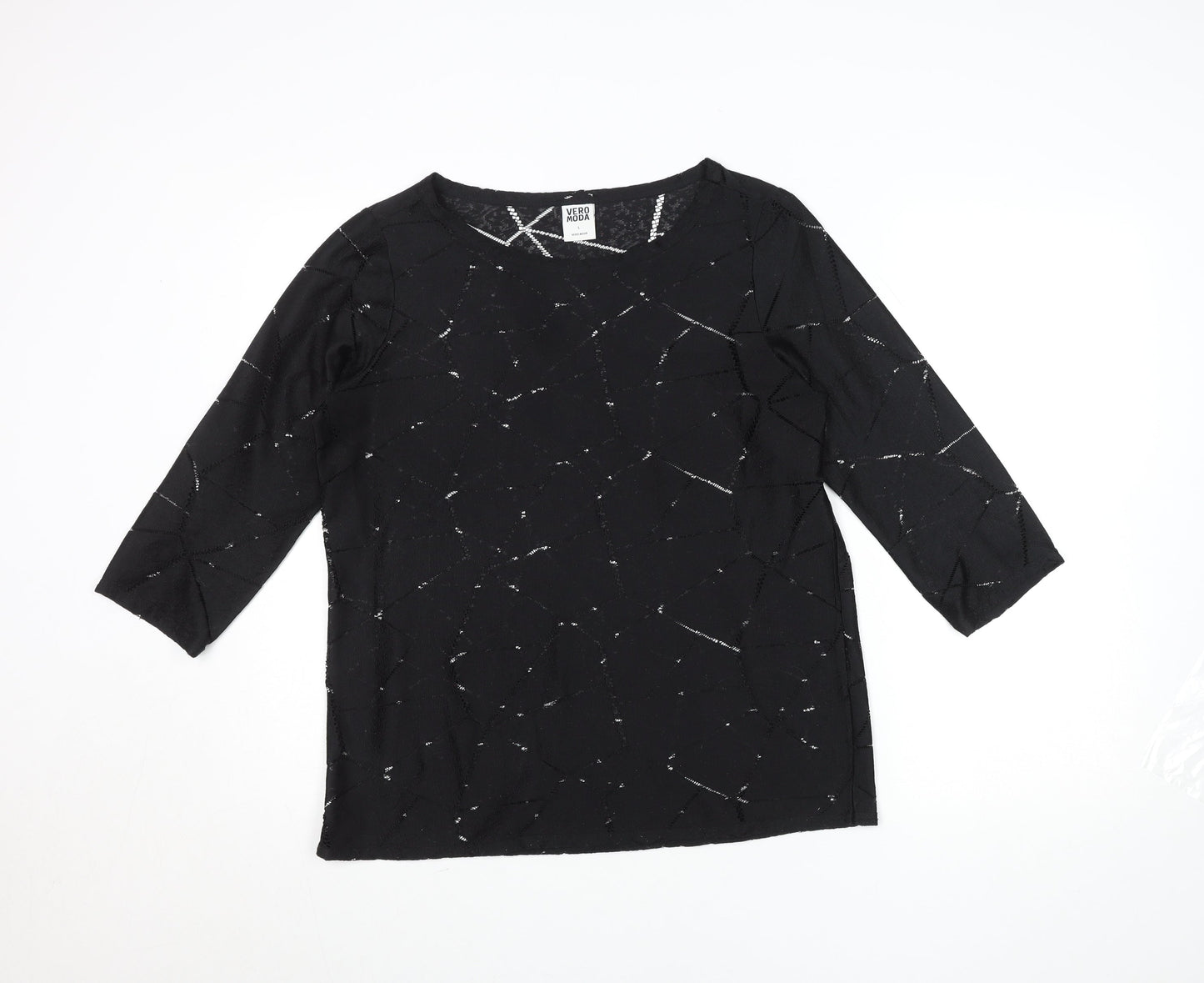 Vero Moda Women's Black 3/4 Sleeve Knit Tunic Blouse L