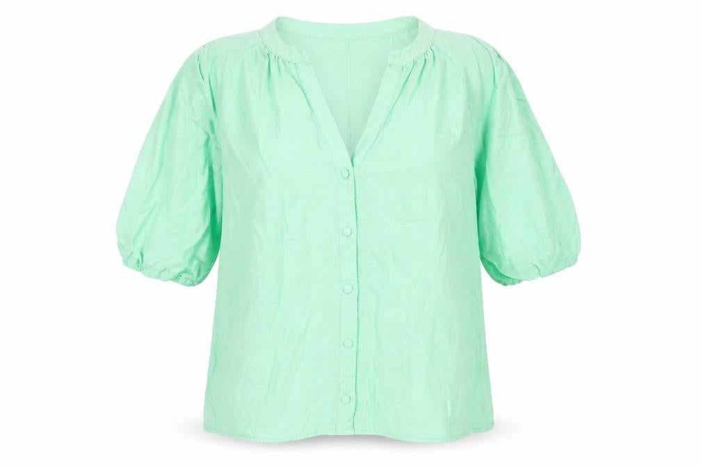 Gallery Women’s Green Button-Up 3/4 Sleeve Viscose Shirt UK 10