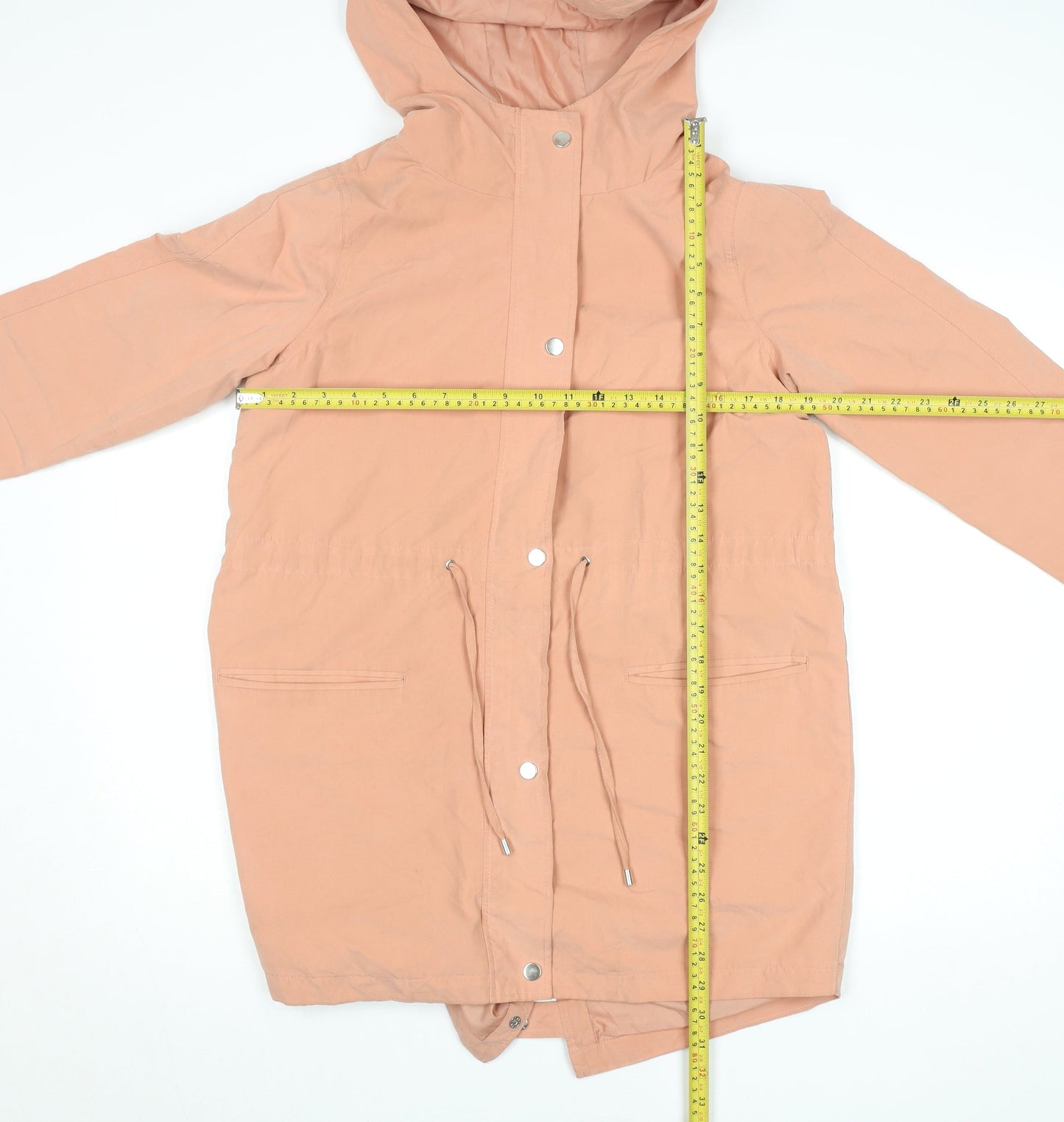 Vila Women’s Pink Hooded Parka Coat XS Long Sleeve Drawstring