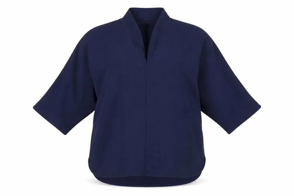 Gallery Women's Blue Kimono Style Jersey Blouse Size L