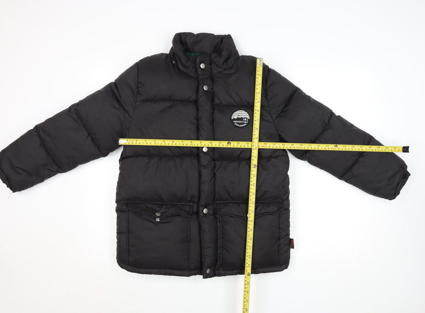 H&M Boys Black 11 Years Puffer Jacket Winter Coat Adventure Logo
