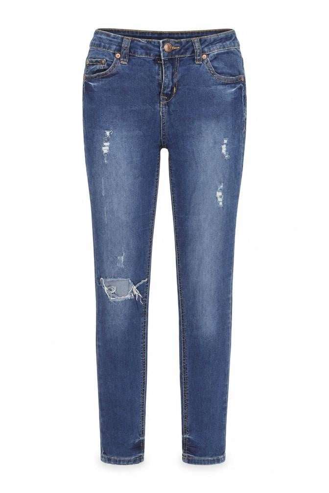 Denim Co. Women’s Blue Mid Rise Skinny Distressed Jeans Size 8