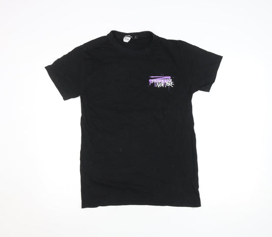 SHOK Womens Black Graphic Cotton T-Shirt Size M City Street Style