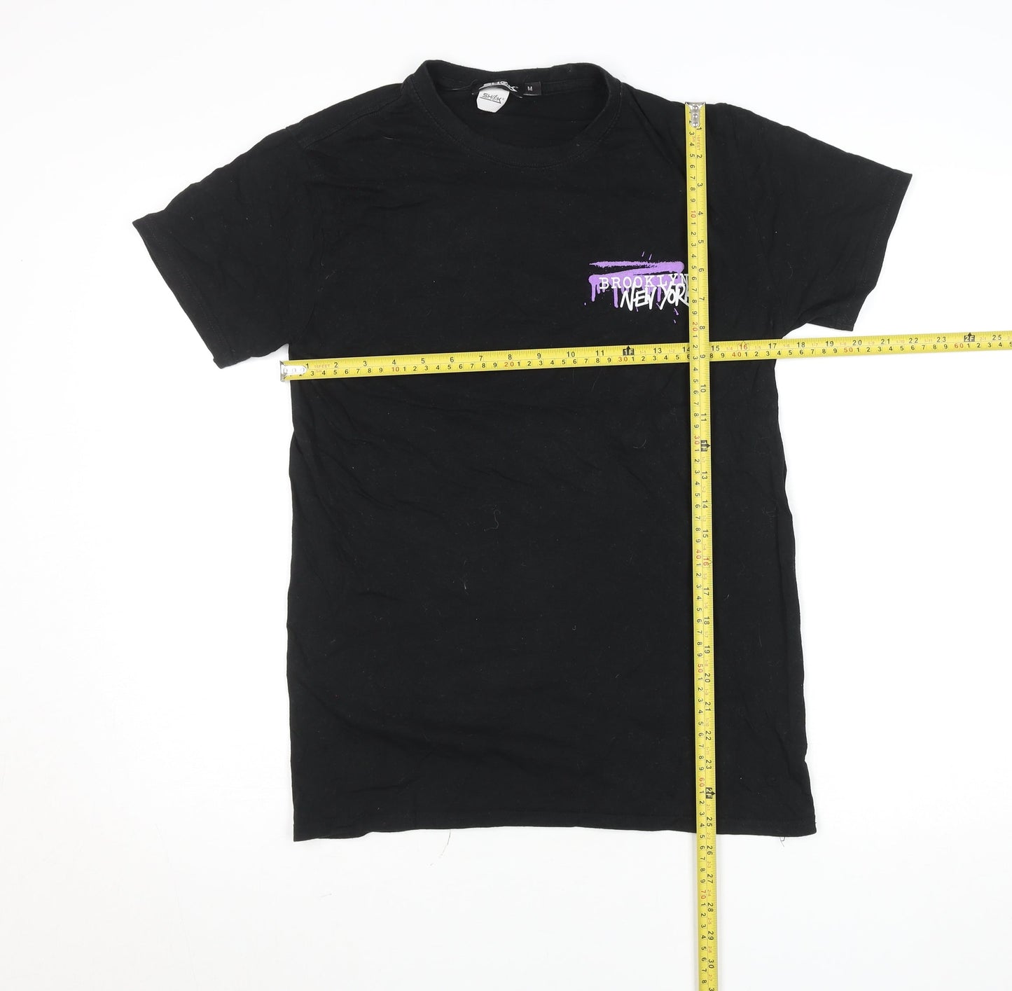 SHOK Womens Black Graphic Cotton T-Shirt Size M City Street Style