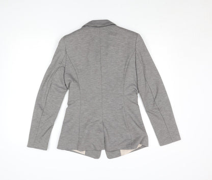 H&M Women Grey Size 8 Single-Breasted Blazer Polyester Viscose Stretch