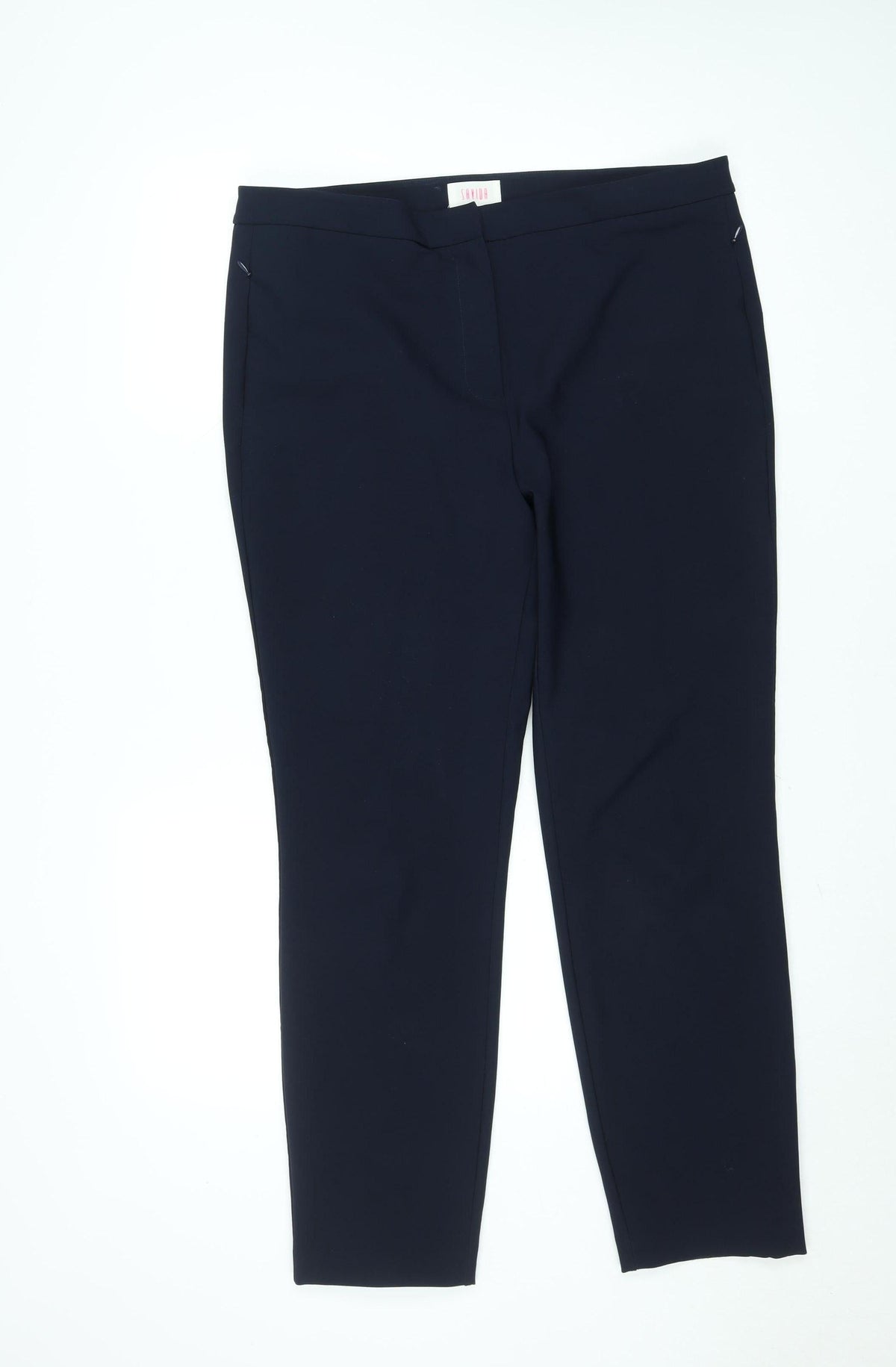 Savida Women’s Navy Blue Stretch Crepe Trousers Size 16 Regular Fit