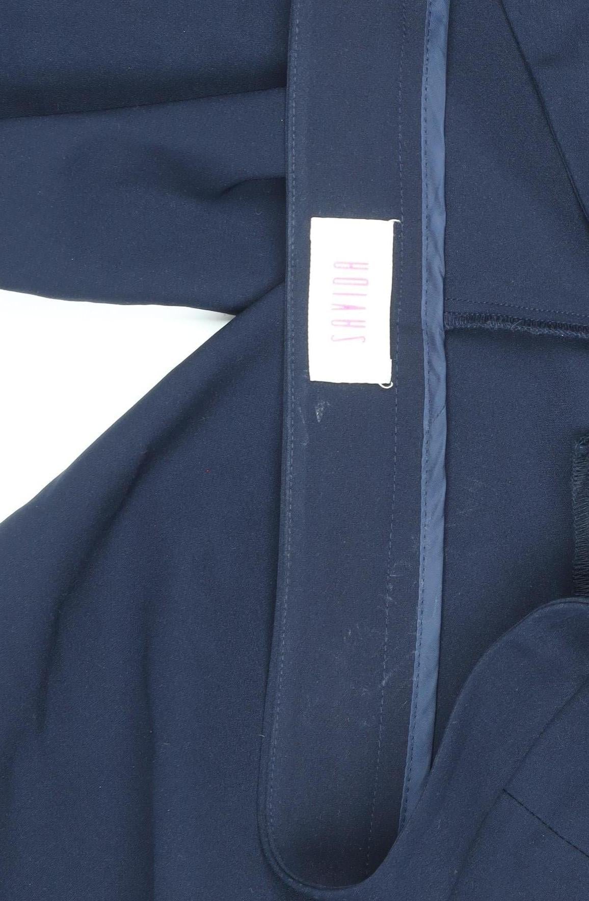 Savida Women’s Navy Blue Stretch Crepe Trousers Size 16 Regular Fit