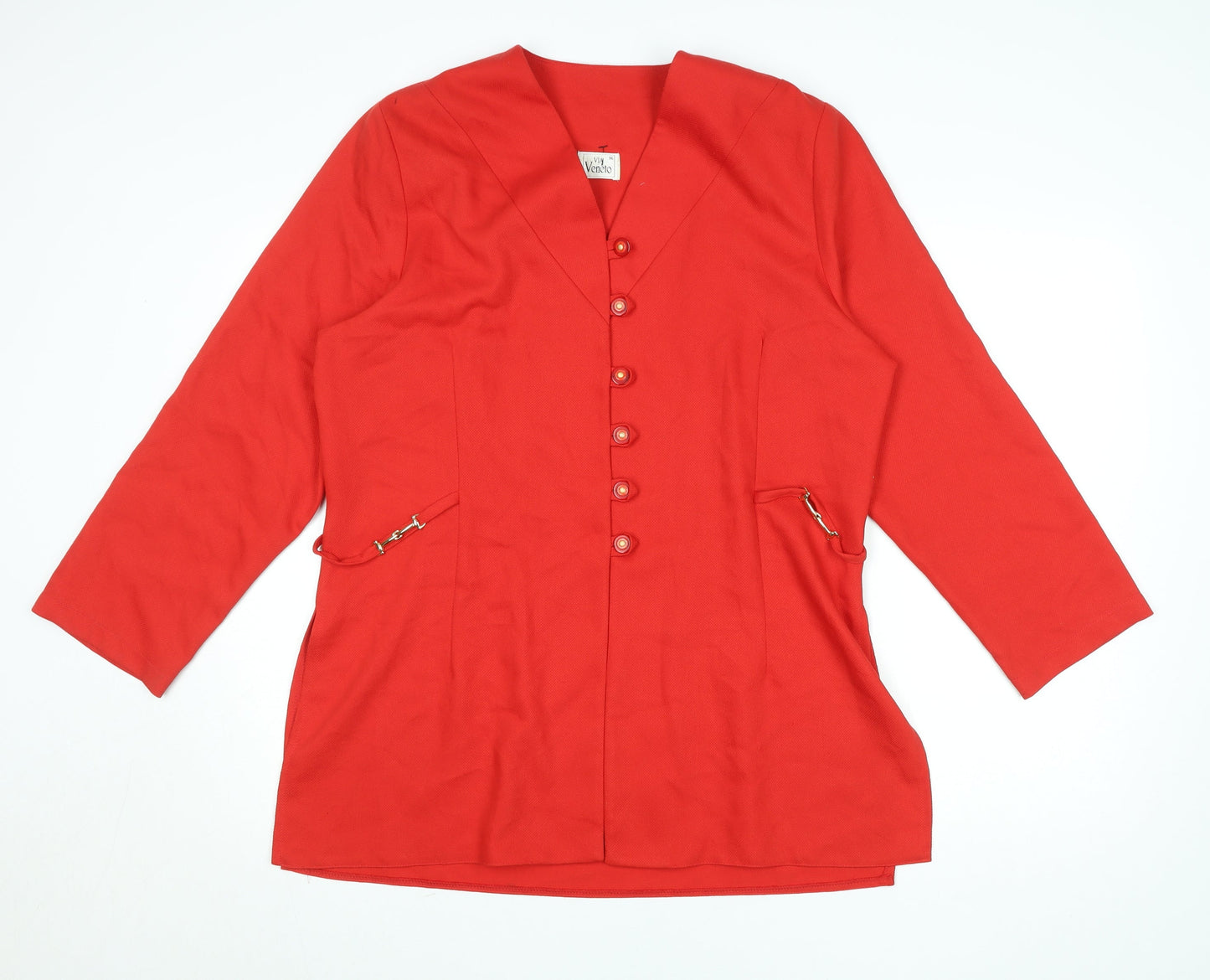 Via Veneto Women's Red Long Sleeve Single-Breasted Blazer Size 16