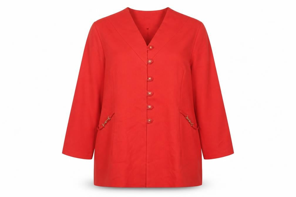 Via Veneto Women's Red Long Sleeve Single-Breasted Blazer Size 16