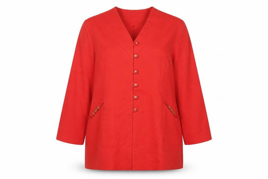 Via Veneto Women's Red Long Sleeve Single-Breasted Blazer Size 16