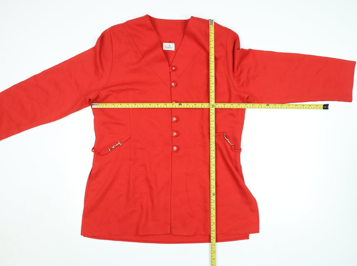 Via Veneto Women's Red Long Sleeve Single-Breasted Blazer Size 16