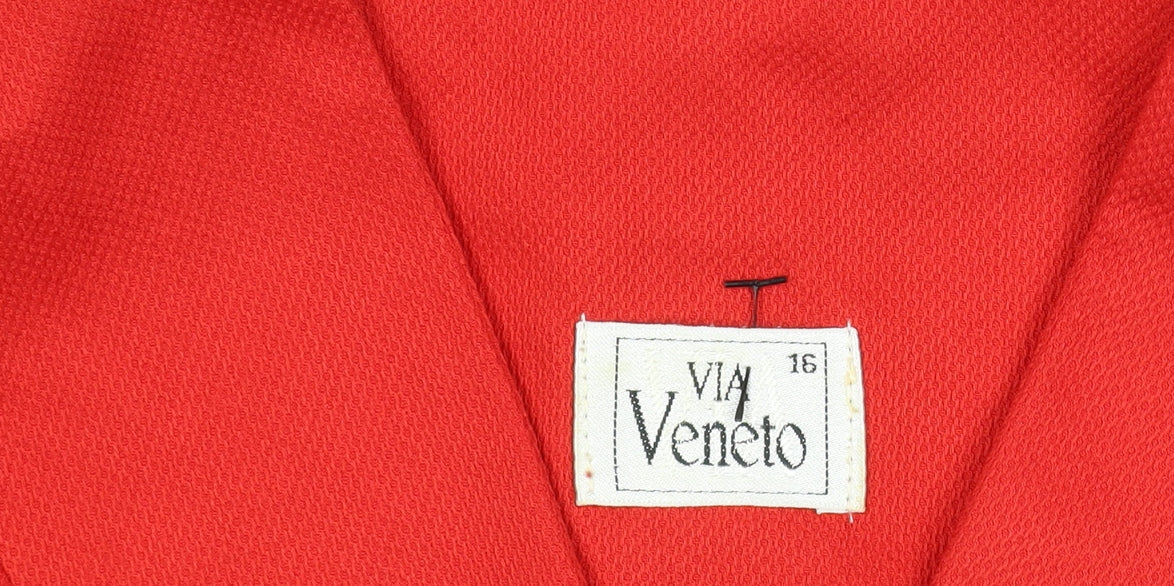Via Veneto Women's Red Long Sleeve Single-Breasted Blazer Size 16