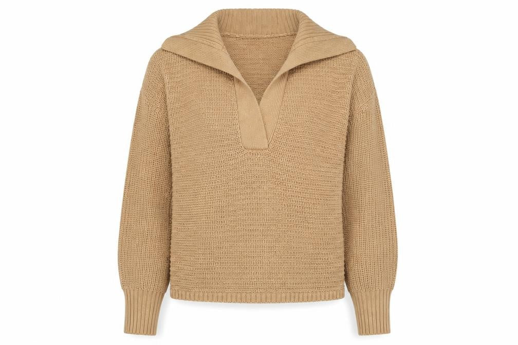 Brave Soul Women Beige Collared Chunky Knit Pullover Jumper M