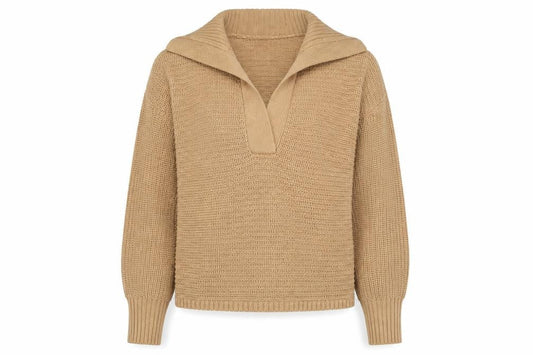 Brave Soul Women Beige Collared Chunky Knit Pullover Jumper M