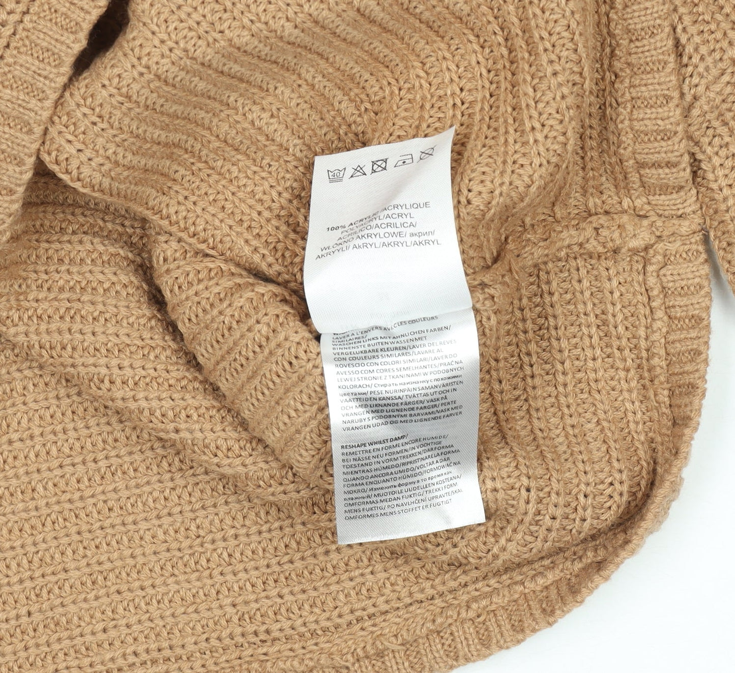 Brave Soul Women Beige Collared Chunky Knit Pullover Jumper M
