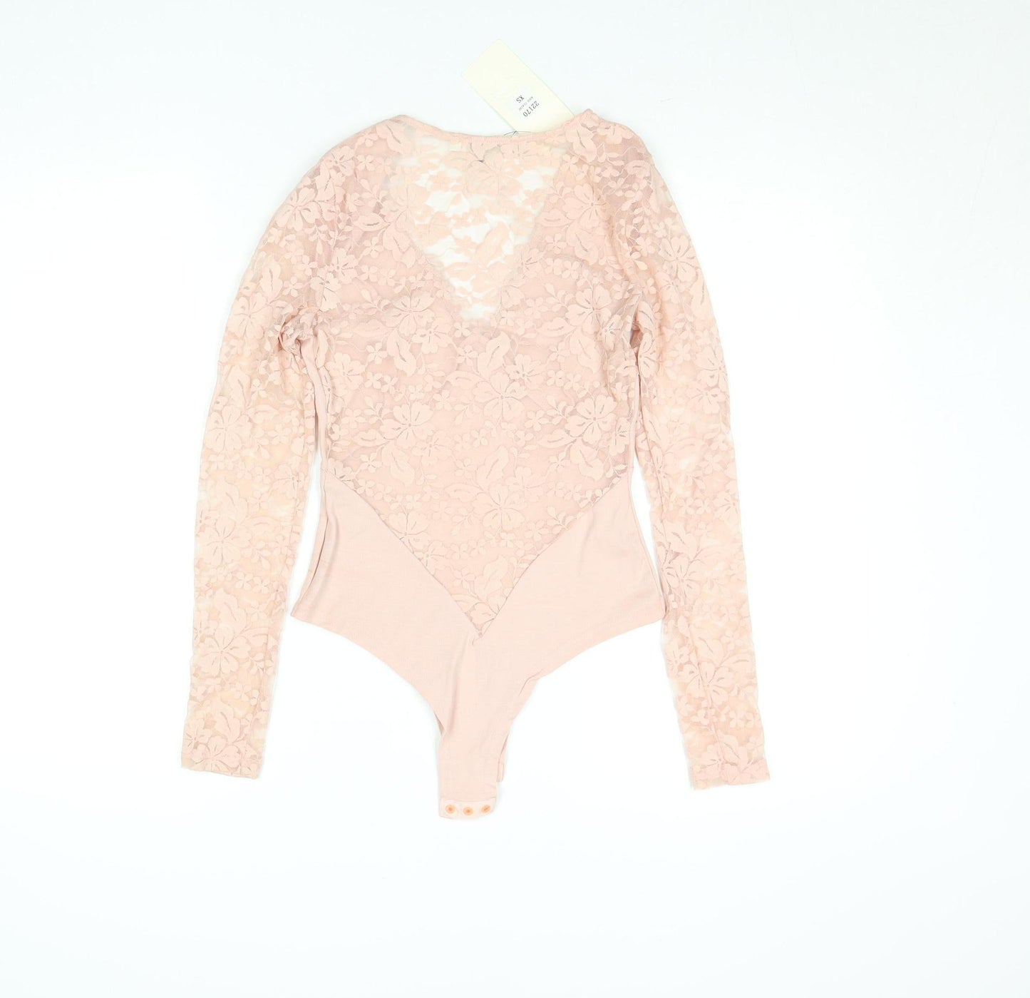 Very Lucy Womens Pink Lace Long Sleeve Bodysuit Size S