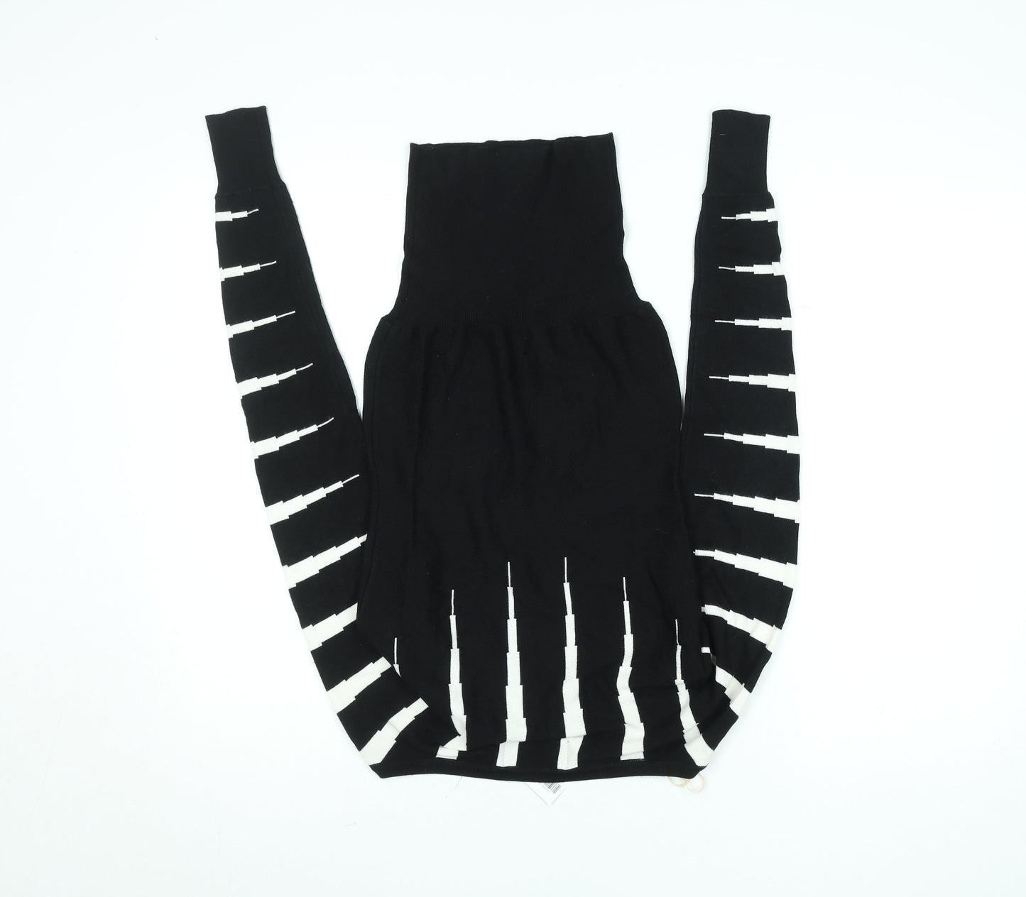 Lipsy Women’s Black XS Scoop Neck Long Sleeve Striped Knit Pullover Jumper
