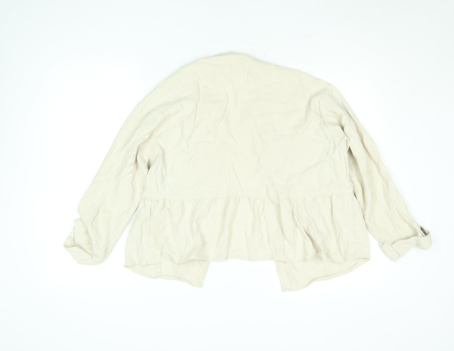 ZARA Women Beige Button Front Relaxed Fit Short Jacket Size S