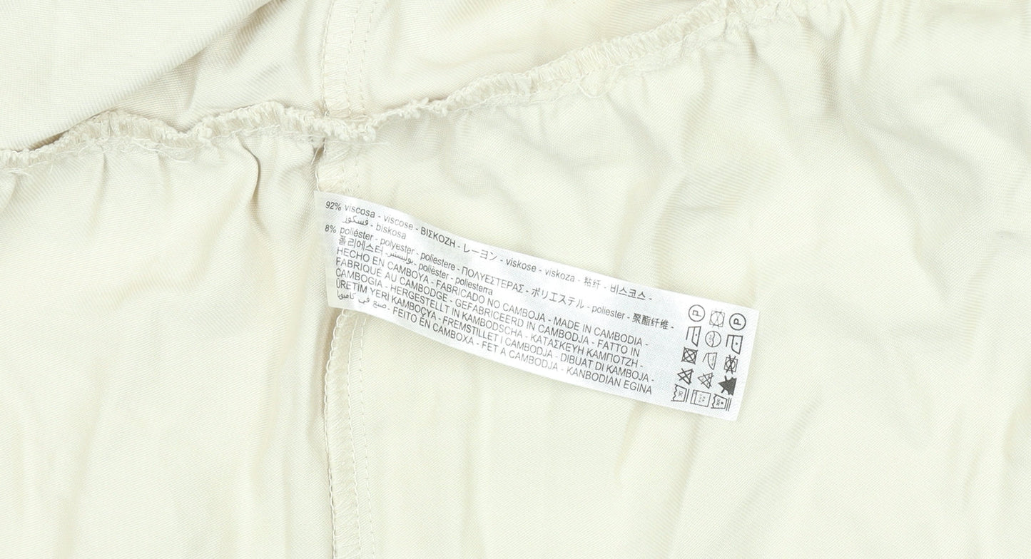 ZARA Women Beige Button Front Relaxed Fit Short Jacket Size S