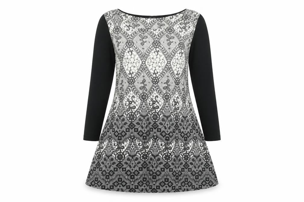 Marks & Spencer Women Black Mix Size 12 A-Line Long Sleeve Dress