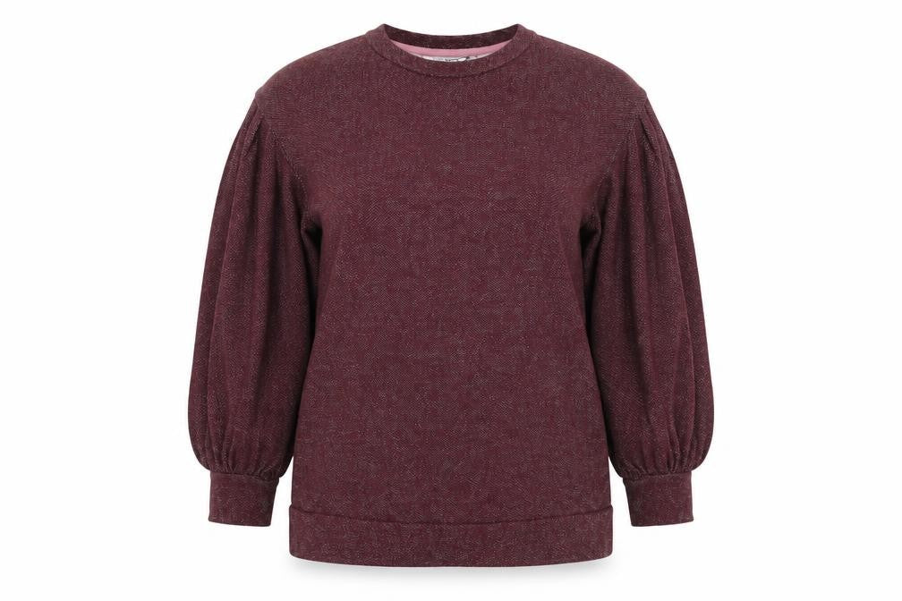 Riyka Womens Burgundy Puff Sleeve Pullover Sweatshirt XL