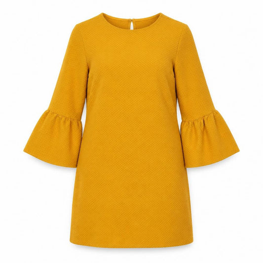 New Look Women's Yellow Shift Dress Size 10 Bell Sleeve
