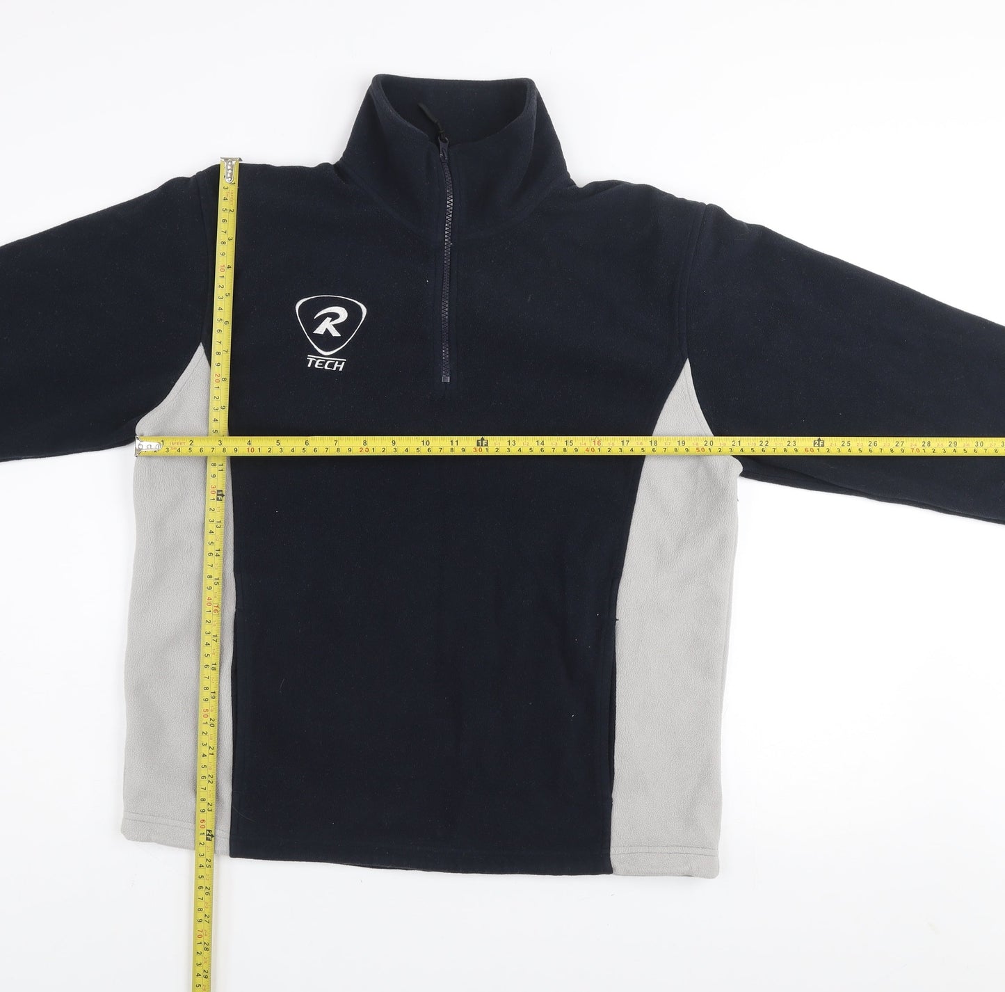 Rugby Tech Men's Black Fleece 1/4 Zip Pullover Sweatshirt S