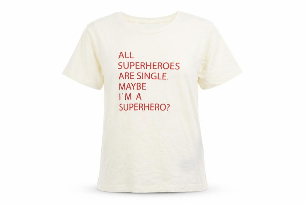 Vero Moda Women’s White Graphic T-Shirt Small Superhero Print Cotton Tee