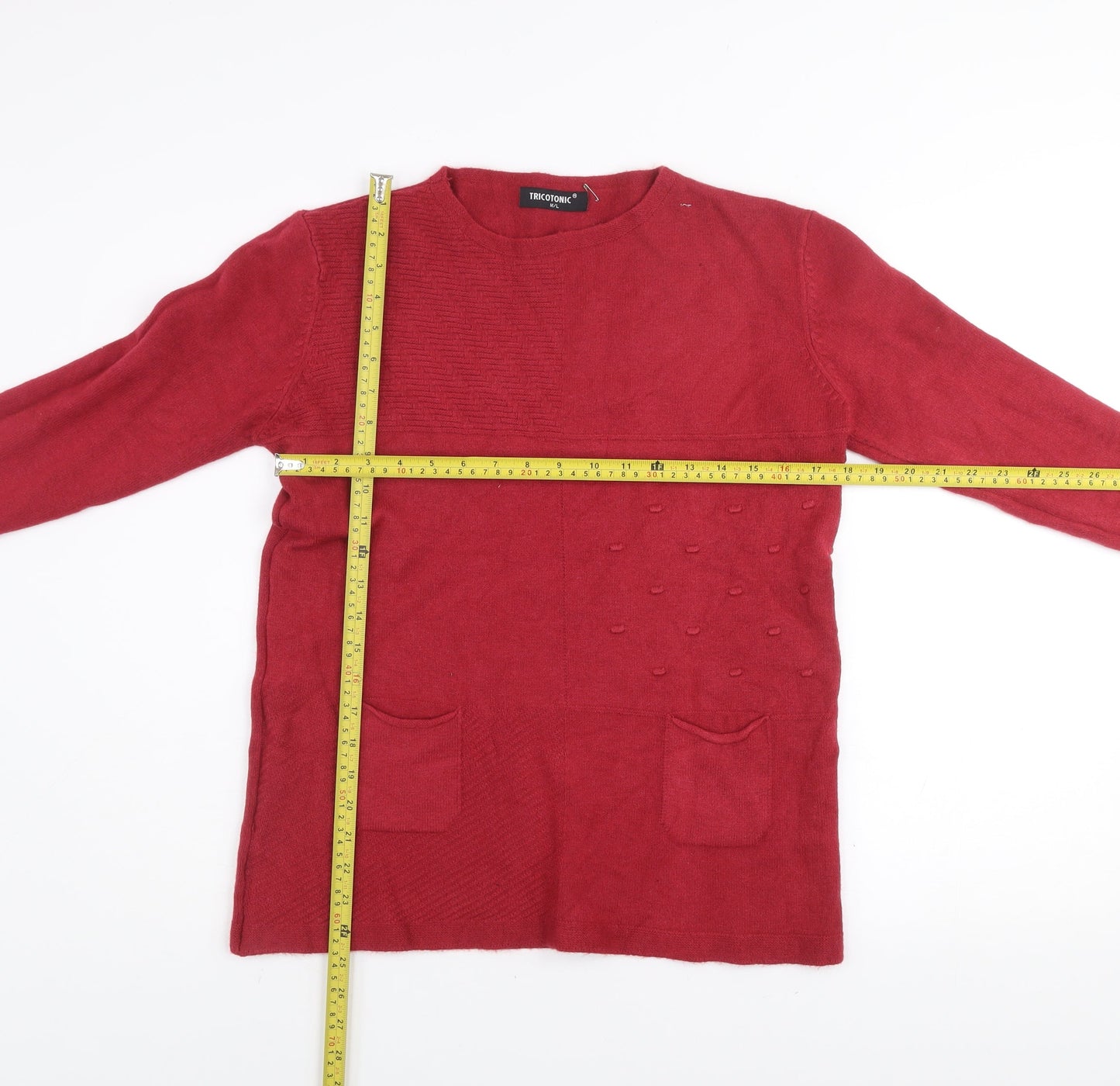 Tricotonik Women’s Red Crew Neck Long Sleeve Cashmere Blend Jumper M