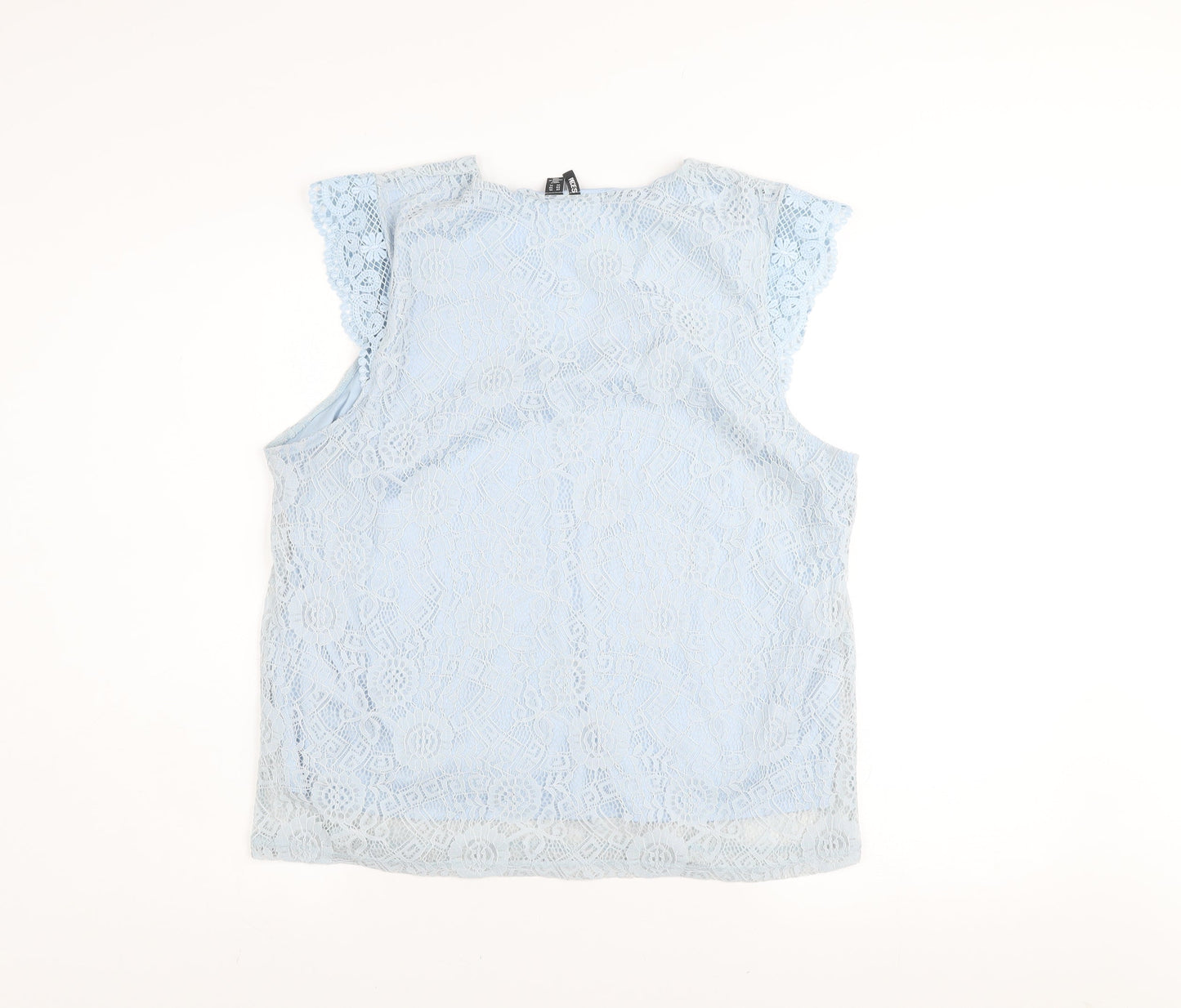 Pieces Women Blue Lace V-Neck Sleeveless Blouse Size 16