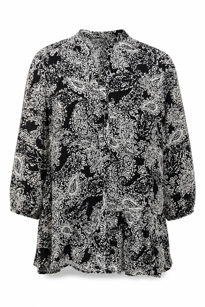 F&F Women’s Black Paisley Shift Dress Size 16 Viscose Long Sleeve
