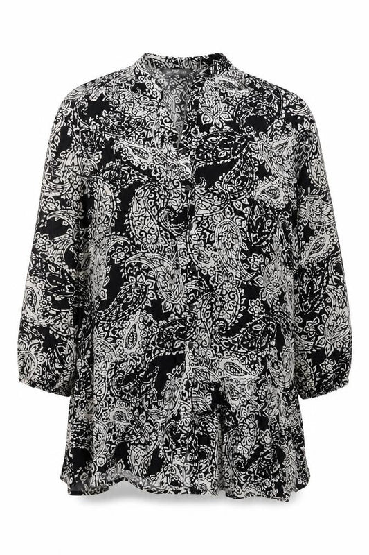 F&F Women’s Black Paisley Shift Dress Size 16 Viscose Long Sleeve