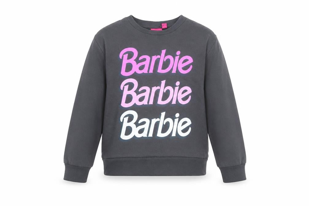 Barbie Girls Black Cotton Blend Pullover Sweatshirt 8-9 Years Graphic Print
