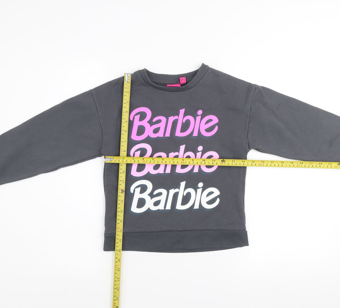 Barbie Girls Black Cotton Blend Pullover Sweatshirt 8-9 Years Graphic Print