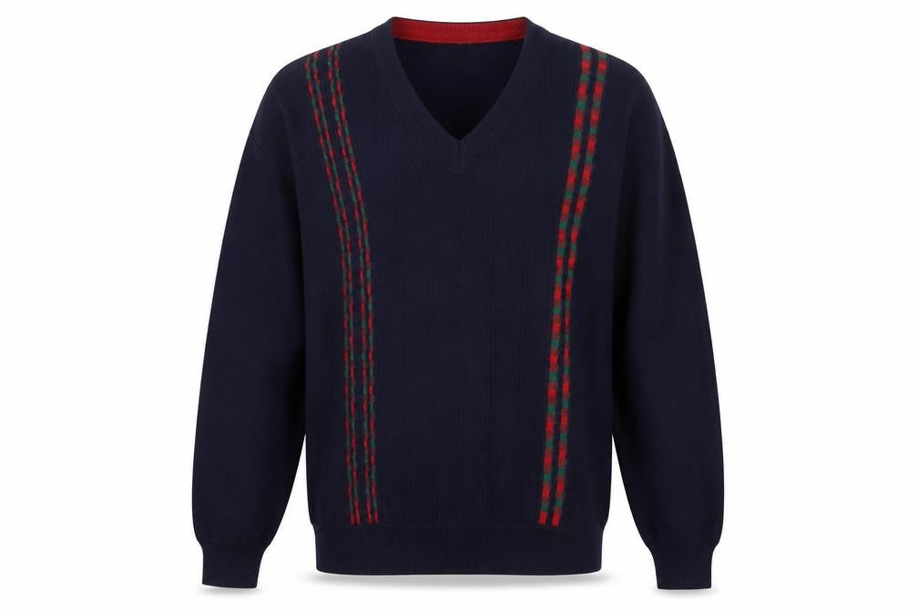 Summerland Men’s Navy Blue Wool Blend V-Neck Pullover Jumper Size L