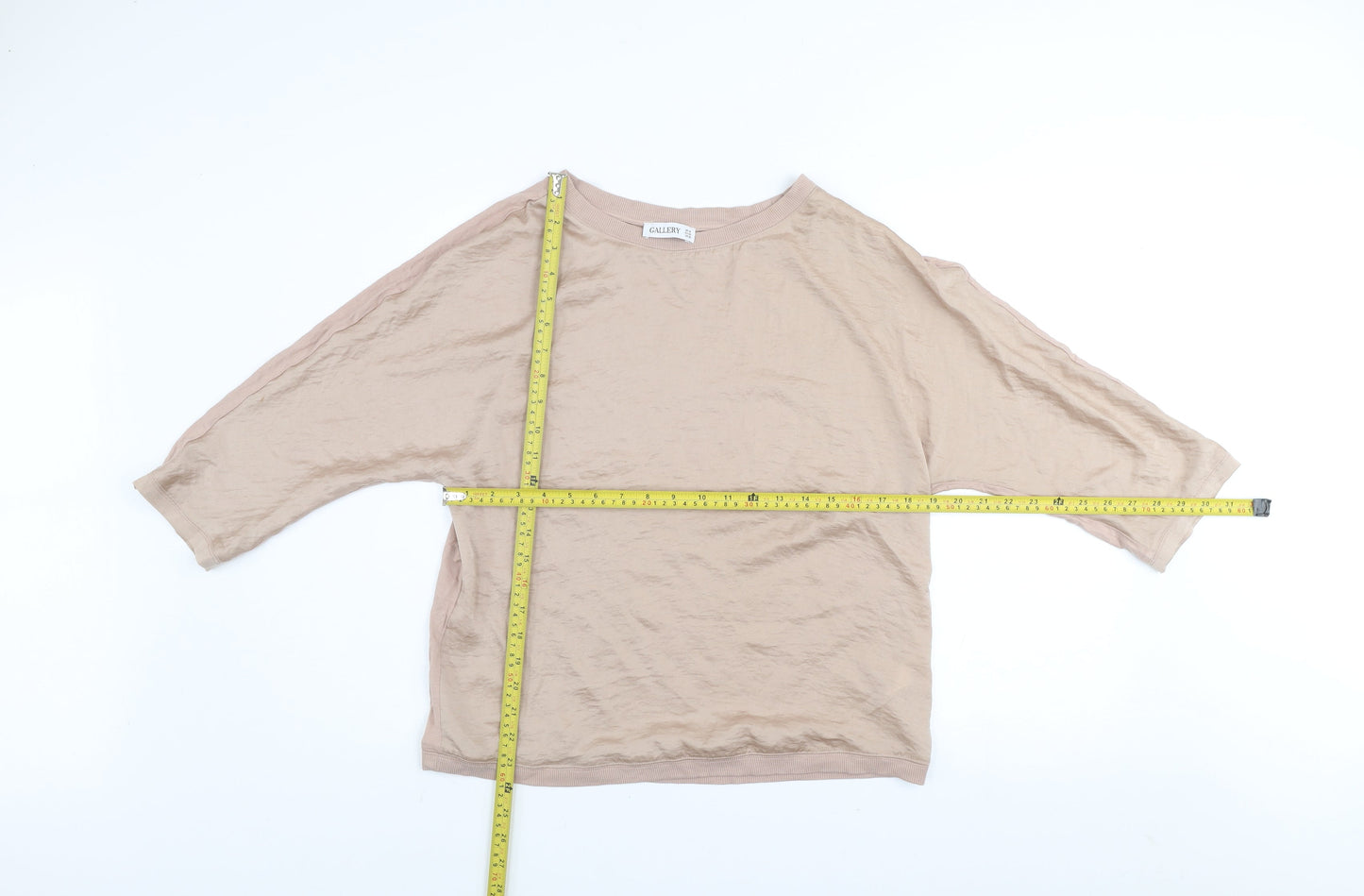 Gallery Women’s Beige 3/4 Sleeve Relaxed Blouse UK 14