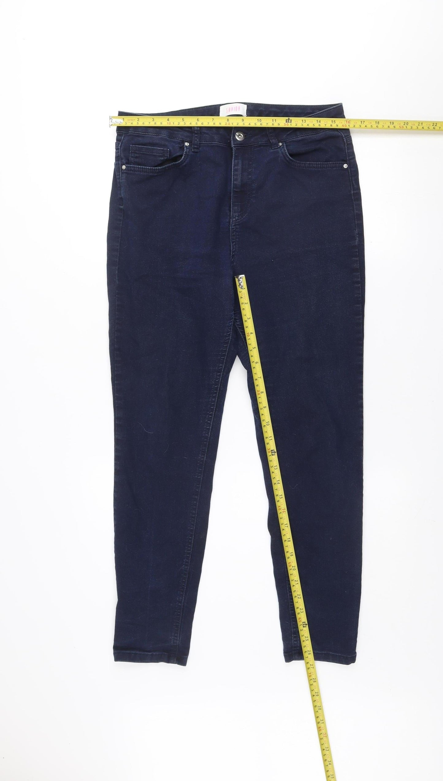 Savida Women Blue Skinny Mid Rise Stretch Jeans Size 14