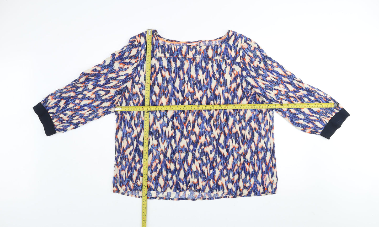 Street One Women's Multicoloured Geometric 3/4 Sleeve Tunic Blouse Size 16