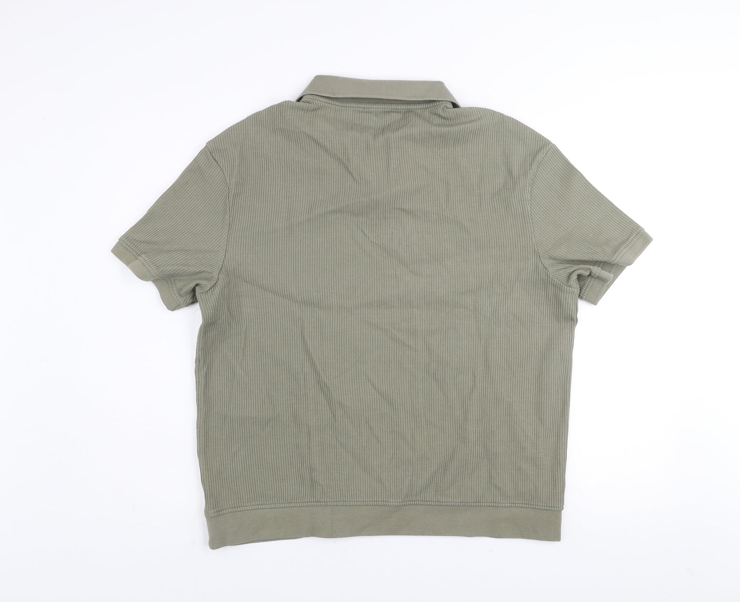 Zara Men’s Khaki Cotton Short Sleeve Collared Polo Shirt XL