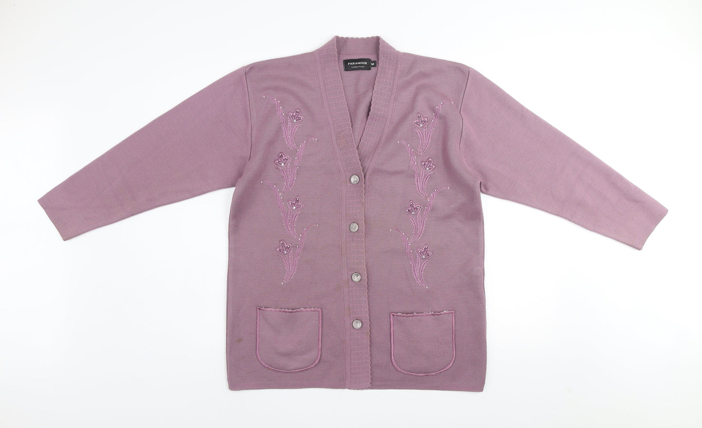 Paramour Collection Women's Purple Embroidered Cardigan M