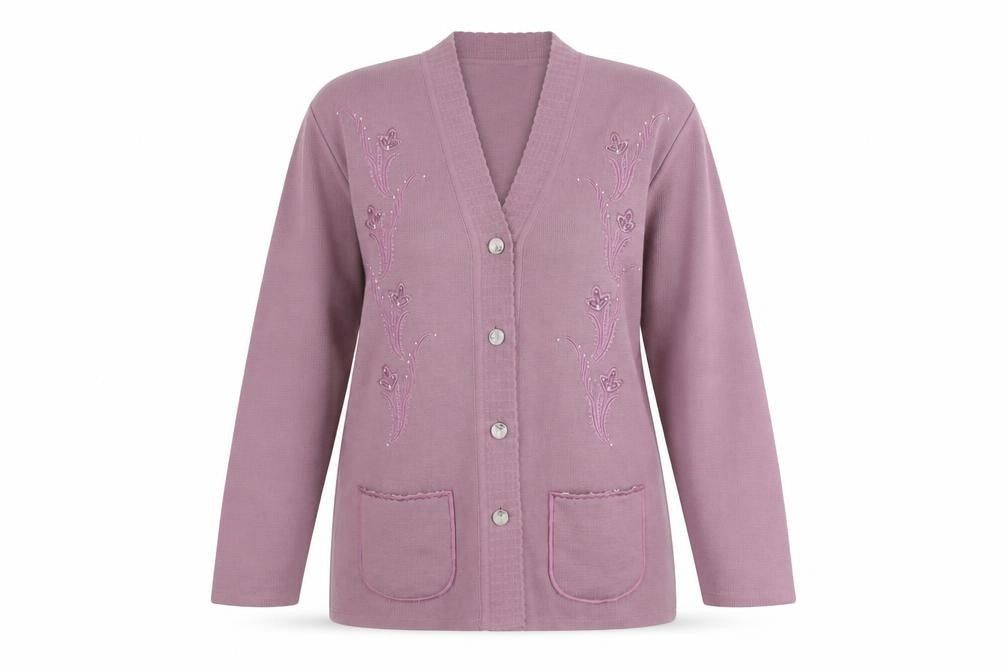 Paramour Collection Women's Purple Embroidered Cardigan M