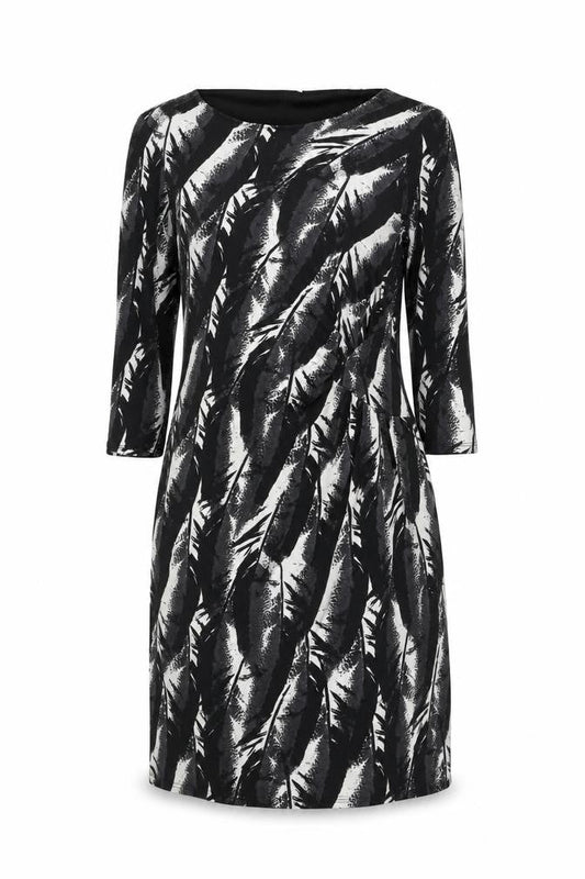 Debenhams Women Black Size 12 Shift Dress 3/4 Sleeve Stretch Jersey