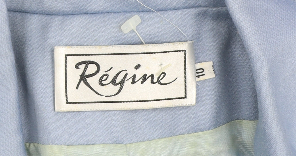Régine Womens Blue Wool Long Overcoat Size 10 Classic Style