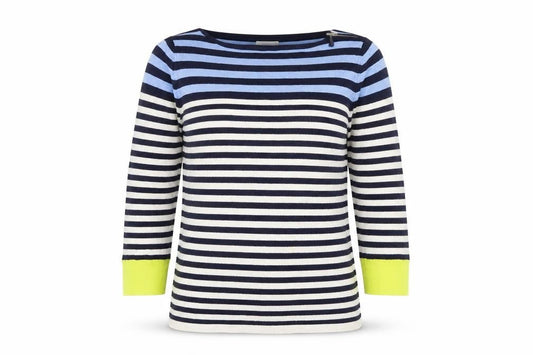 Savida Women’s Multicoloured Striped 3/4 Sleeve Boat Neck Pullover Jumper Size S